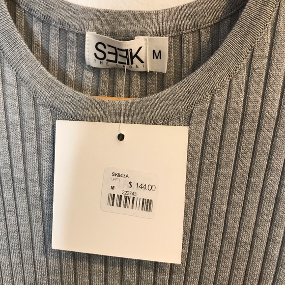 NEW! LF Seek The Label Gray Ribbed Mini Dress M - Picture 5 of 6